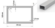 Труба профильная алюминиевая 8.8х10х1.5 / анод серебро